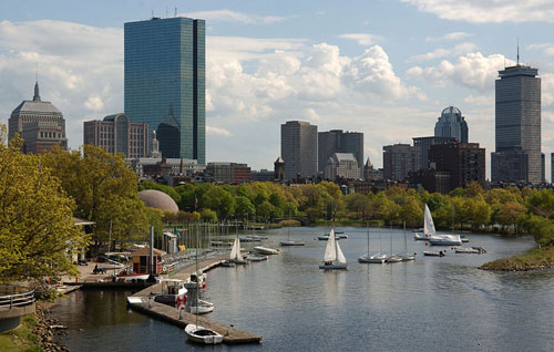 A picture of the Boston skyline